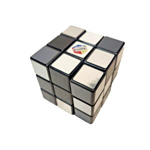 Rare Grayscale Rubik's Cube Metallic Silver, Grays, Black, White Classic 3"